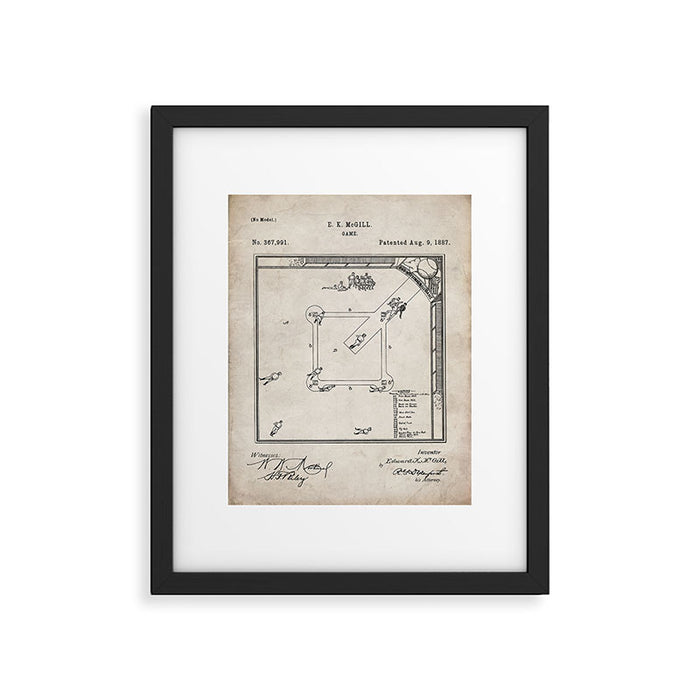 Baseball Patent - Sports Fan Softball Baseball Art - Antique Framed Art Print Gallery Image 1
