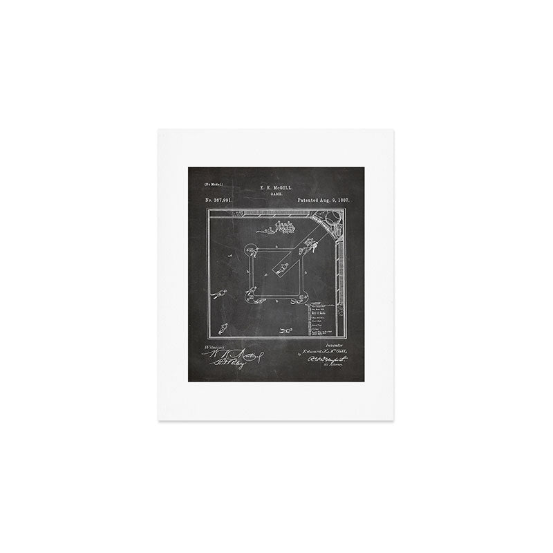 Baseball Patent - Sports Fan Softball Baseball Art - Black Chalkboard Art Print Gallery Image 1