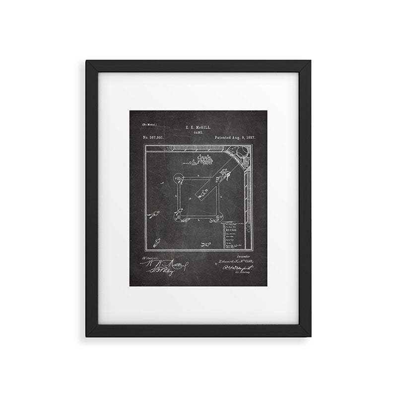 Baseball Patent - Sports Fan Softball Baseball Art - Black Chalkboard Framed Art Print Gallery Image 6