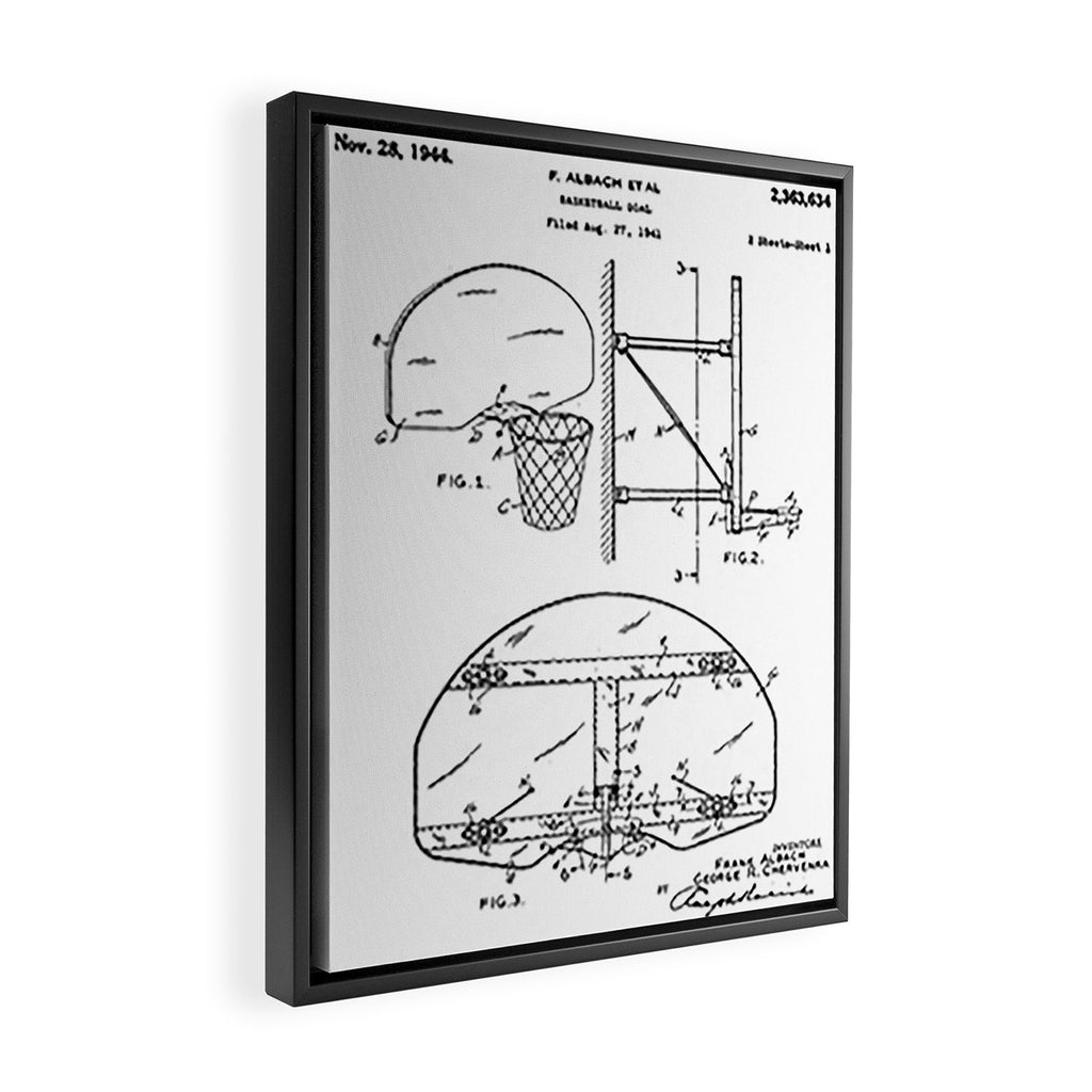 Basketball Net Patent - Basketball Fan Coach Player Art - White Framed Canvas Print Gallery Image 2