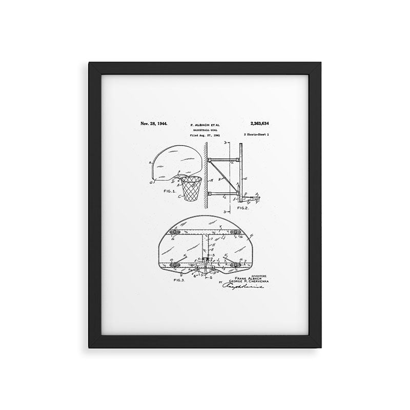 Basketball Net Patent - Basketball Fan Coach Player Art - White Framed Art Print Gallery Image 4