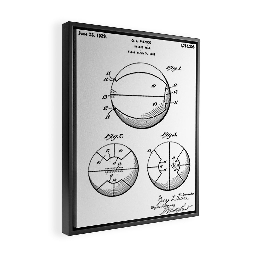 Basketball Patent - Sports Fan Team Coach Art - White Framed Canvas Print Gallery Image 2