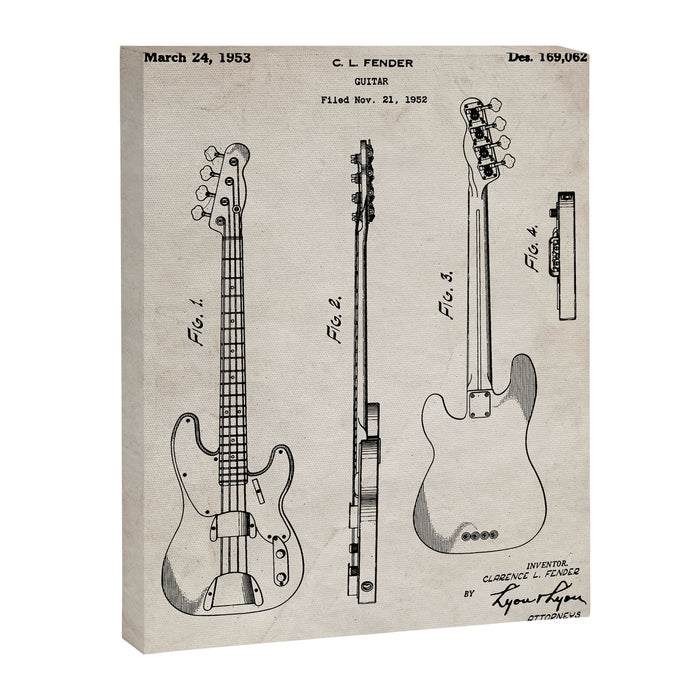 Bass Guitar Patent - Bass Guitarist Art - Antique Canvas Print Gallery Image 1