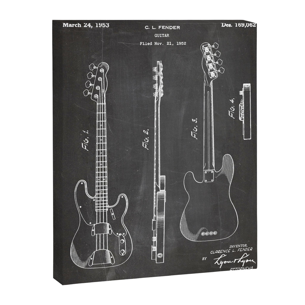 Bass Guitar Patent - Bass Guitarist Art - Black Chalkboard Canvas Print Gallery Image 8