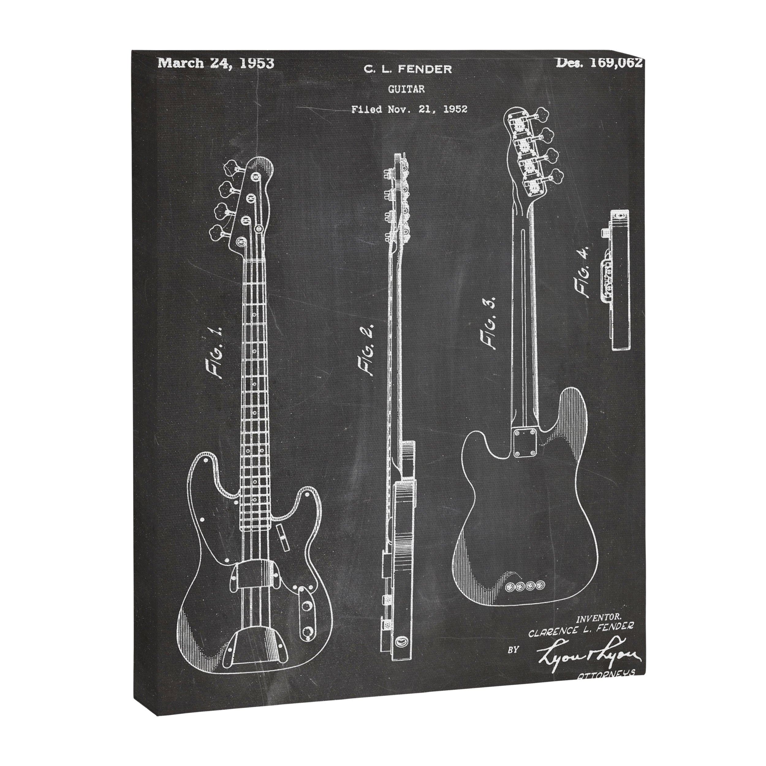 Bass Guitar Patent - Bass Guitarist Art - Black Chalkboard Canvas Print Gallery Image 8
