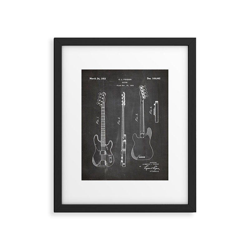 Bass Guitar Patent - Bass Guitarist Art - Black Chalkboard Framed Art Print Gallery Image 4