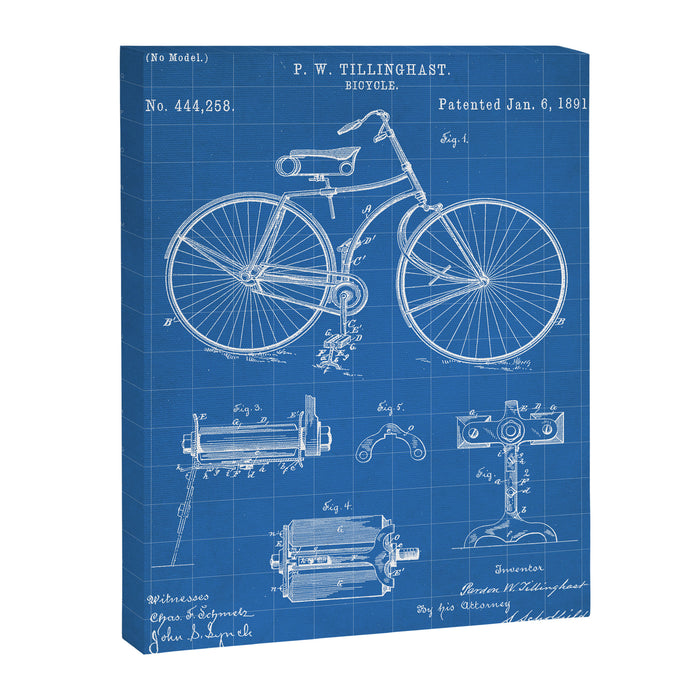 Bicycle Patent - Cyclling Art - Blueprint Canvas Print Gallery Image 1
