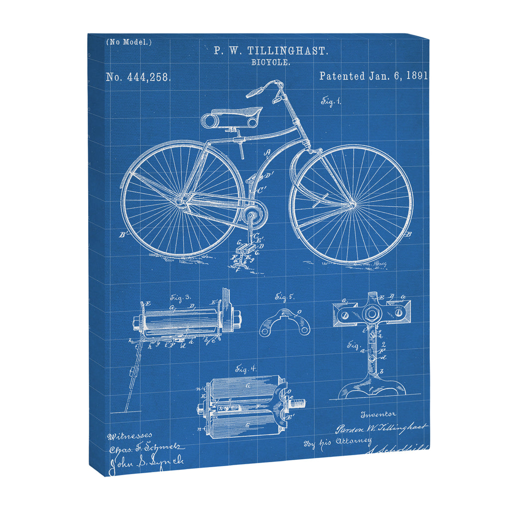 Bicycle Patent - Cyclling Art - Blueprint Canvas Print Gallery Image 8