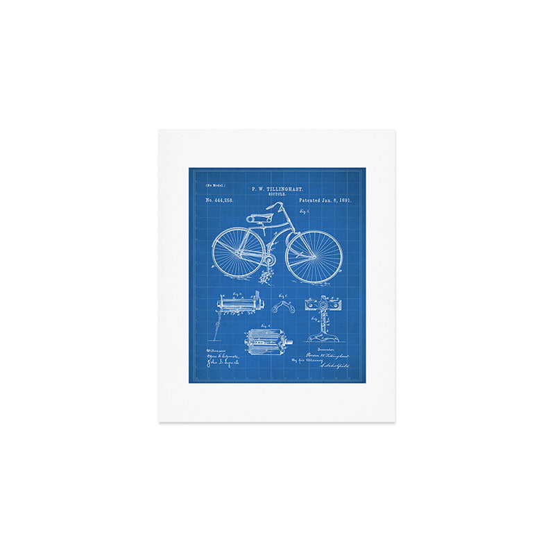 Bicycle Patent - Cyclling Art - Blueprint Art Print Gallery Image 1