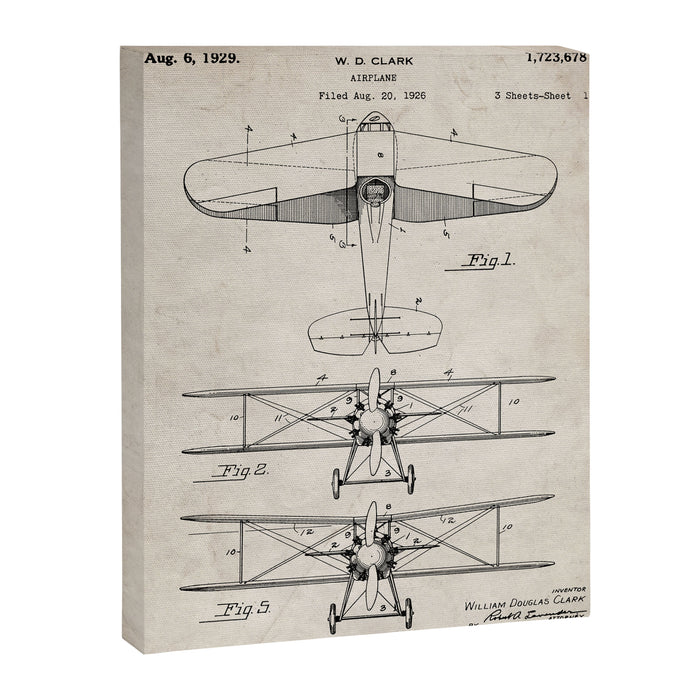 Biplane Patent - Aviation Art - Antique Canvas Print Gallery Image 1