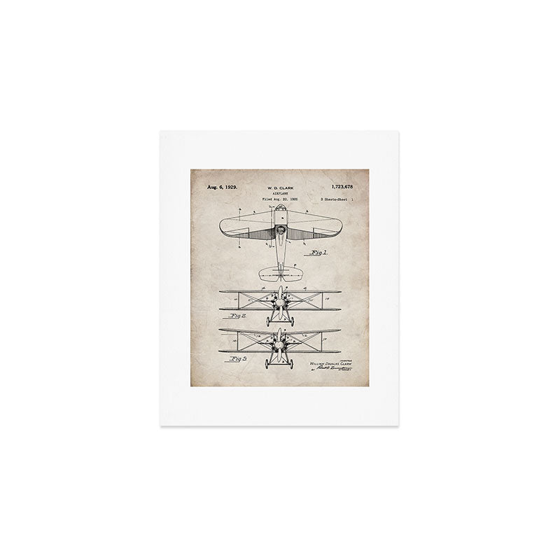 Biplane Patent - Aviation Art - Antique Art Print Gallery Image 1