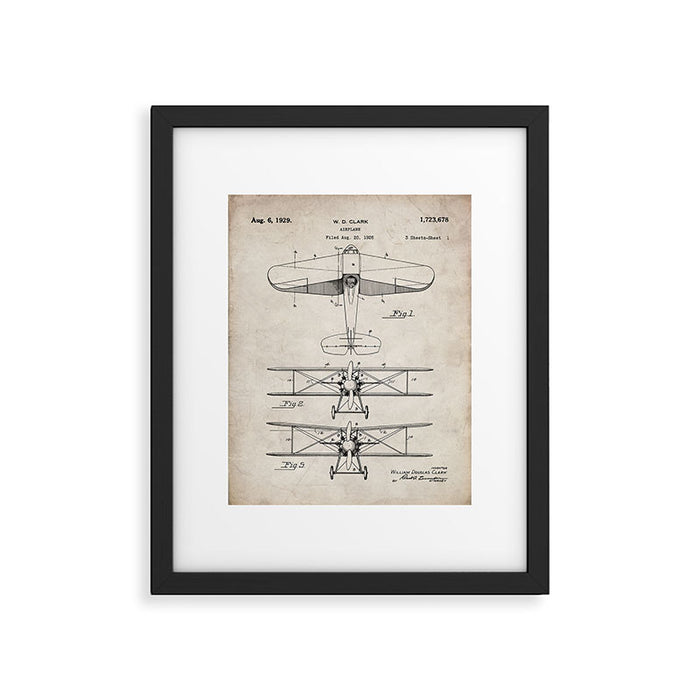 Biplane Patent - Aviation Art - Antique Framed Art Print Gallery Image 1