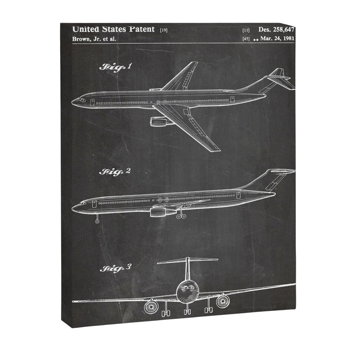 Boeing 777 Airliner Patent - 777 Airplane Art - Black Chalkboard Canvas Print Gallery Image 1