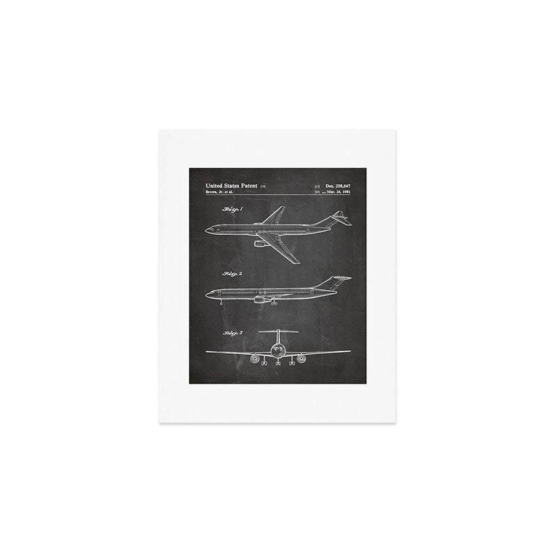 Boeing 777 Airliner Patent - 777 Airplane Art - Black Chalkboard Art Print Gallery Image 1