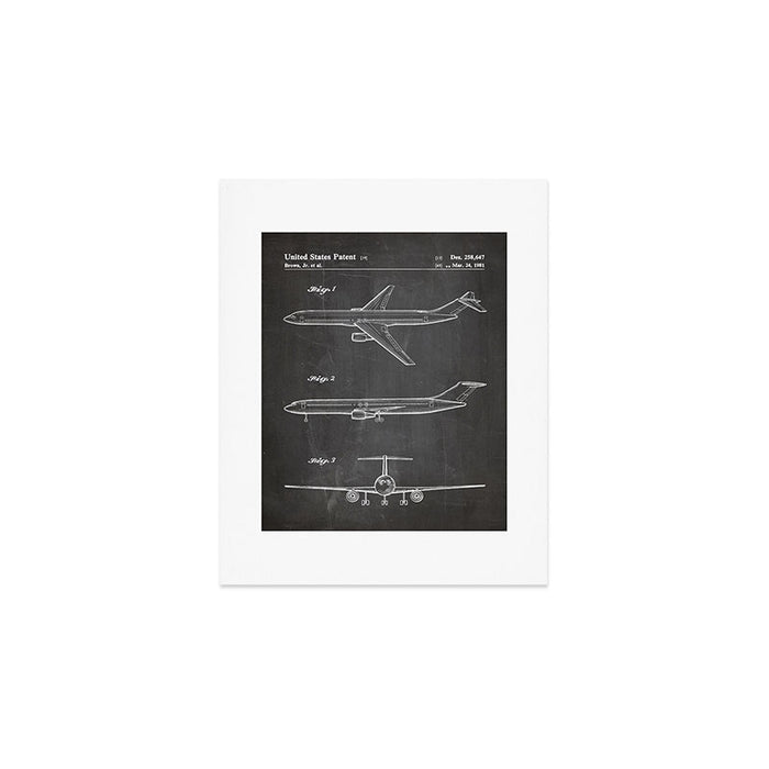 Boeing 777 Airliner Patent - 777 Airplane Art - Black Chalkboard Art Print Gallery Image 1
