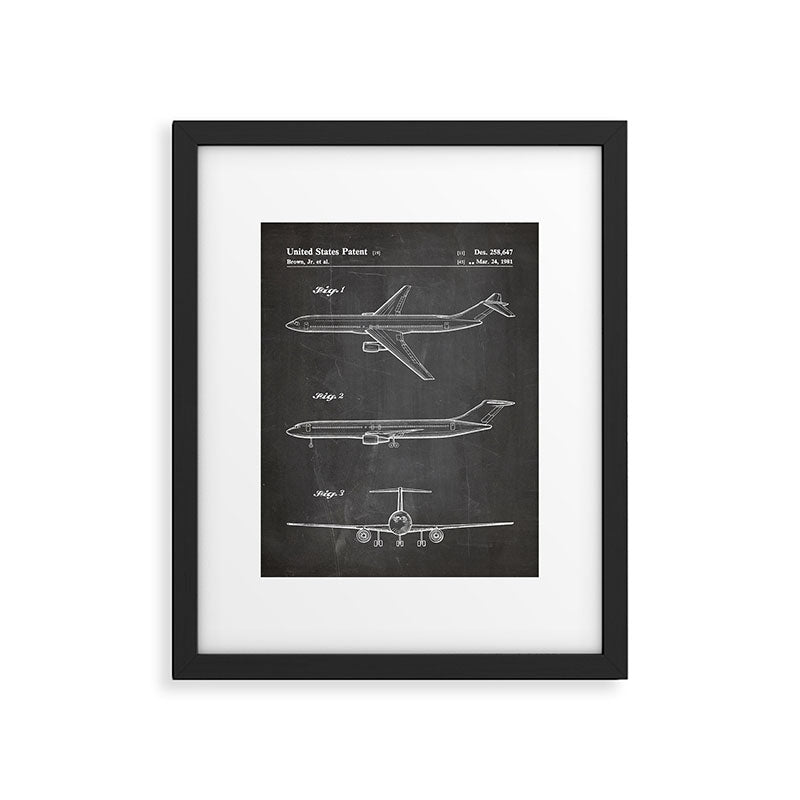 Boeing 777 Airliner Patent - 777 Airplane Art - Black Chalkboard Framed Art Print Gallery Image 6