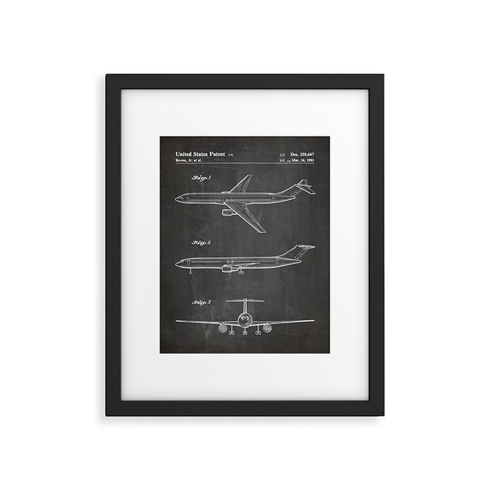 Boeing 777 Airliner Patent - 777 Airplane Art - Black Chalkboard Framed Art Print Gallery Image 1