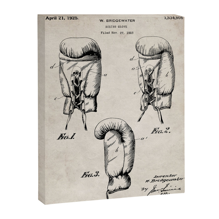 Boxing Gloves Patent - Boxer Trainer Coach Gym Art - Antique Canvas Print Gallery Image 1