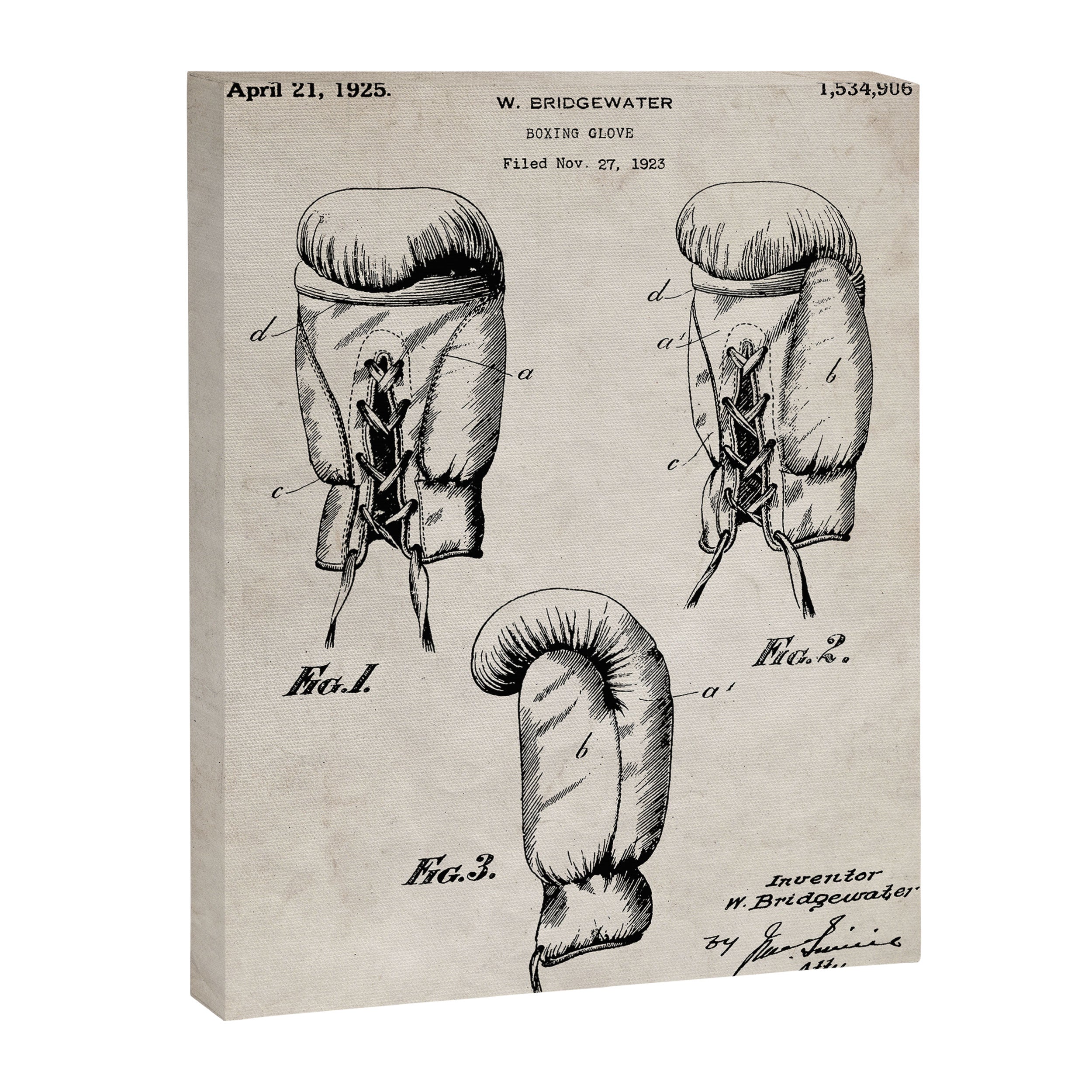Boxing Gloves Patent - Boxer Trainer Coach Gym Art - Antique Canvas Print Gallery Image 8