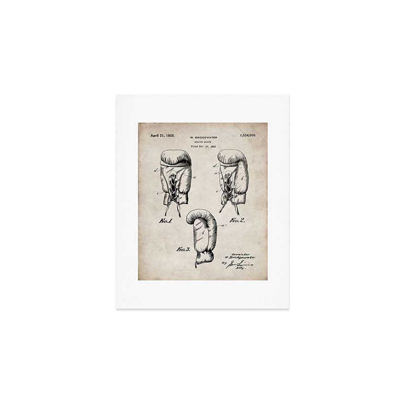 Boxing Gloves Patent - Boxer Trainer Coach Gym Art - Antique Art Print Gallery Image 1