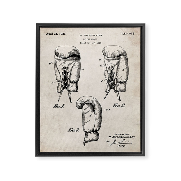 Boxing Gloves Patent - Boxer Trainer Coach Gym Art - Antique Framed Canvas Print Gallery Image 1