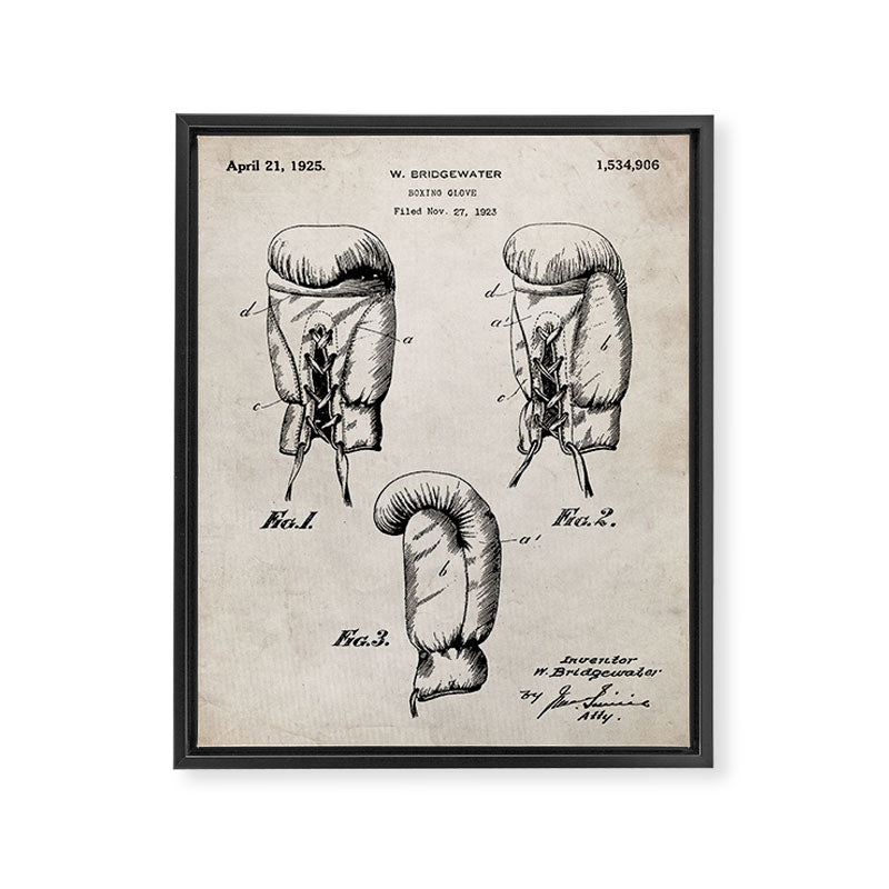 Boxing Gloves Patent - Boxer Trainer Coach Gym Art - Antique Framed Canvas Print Gallery Image 8