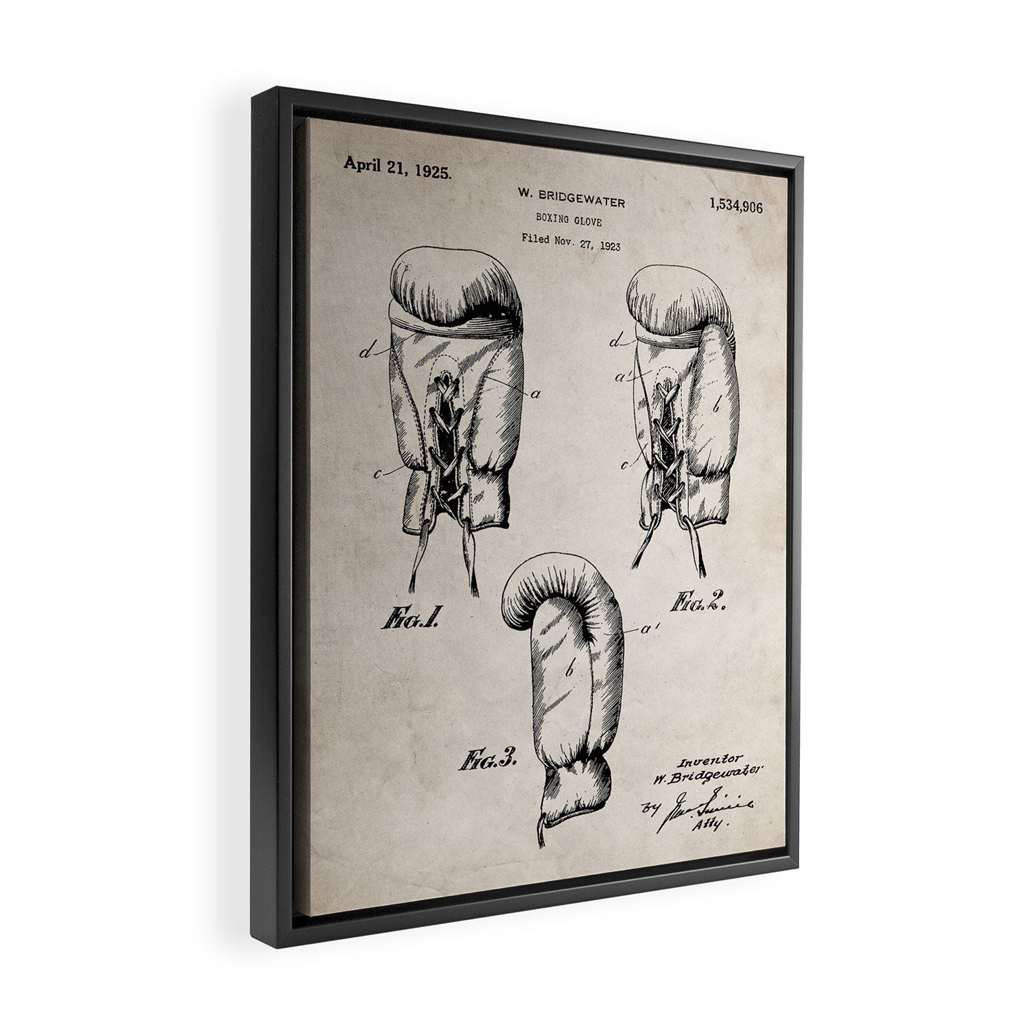 Boxing Gloves Patent - Boxer Trainer Coach Gym Art - Antique Framed Canvas Print Gallery Image 2