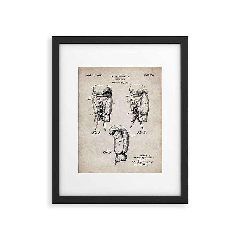 Boxing Gloves Patent - Boxer Trainer Coach Gym Art - Antique Framed Art Print Gallery Image 6