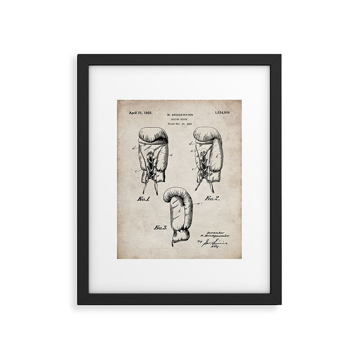 Boxing Gloves Patent - Boxer Trainer Coach Gym Art - Antique Framed Art Print Gallery Image 1