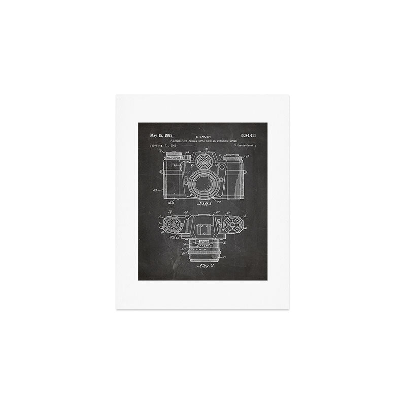 Camera Patent - Photography Art - Black Chalkboard Art Print Gallery Image 1