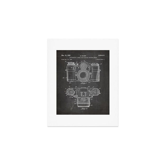 Camera Patent - Photography Art - Black Chalkboard Art Print Gallery Image 1