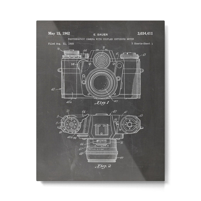 Camera Patent - Photography Art - Black Chalkboard Metal Print Gallery Image 1