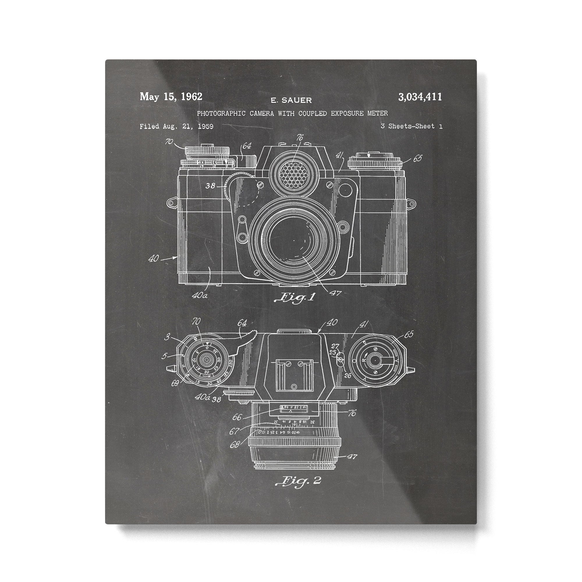 Camera Patent - Photography Art - Black Chalkboard Metal Print Gallery Image 6