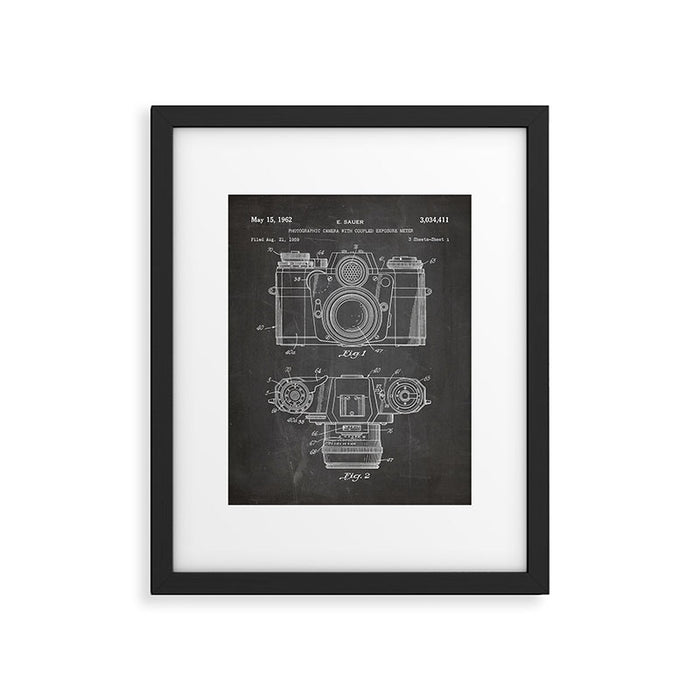 Camera Patent - Photography Art - Black Chalkboard Framed Art Print Gallery Image 1