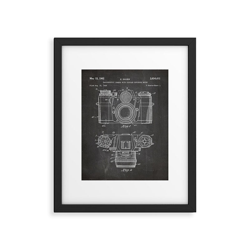 Camera Patent - Photography Art - Black Chalkboard Framed Art Print Gallery Image 4