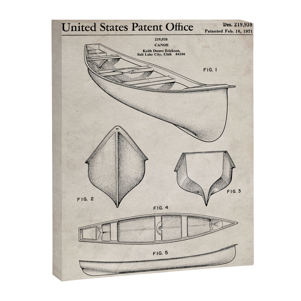 Canoe Patent - Kayak Art - Antique Canvas Print Gallery Image 8