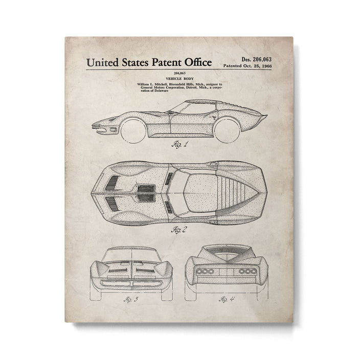 Classic Car Patent - American Car Art - Antique Metal Print Gallery Image 1