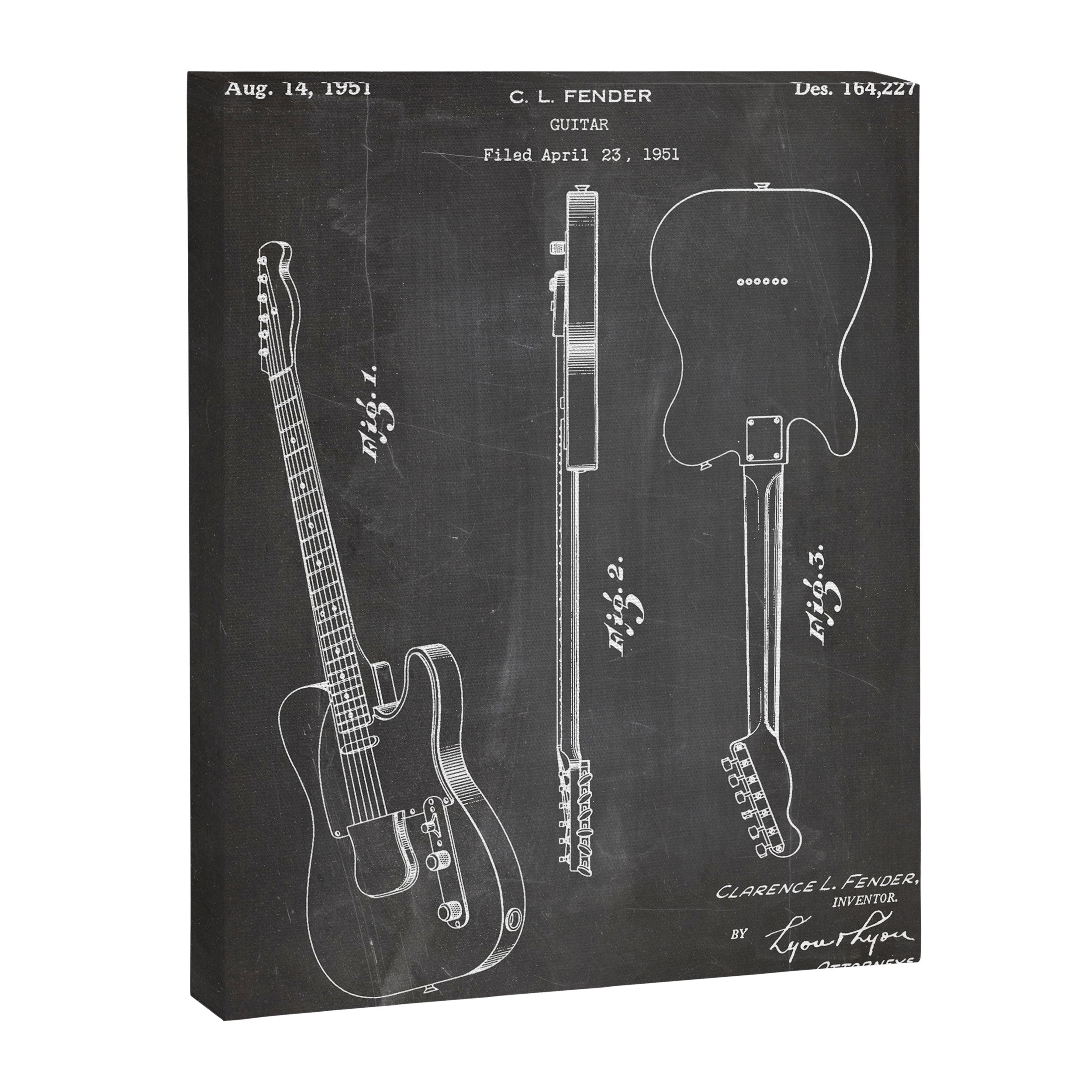 Electric Guitar Patent - Guitar Player Art - Black Chalkboard Canvas Print Gallery Image 8