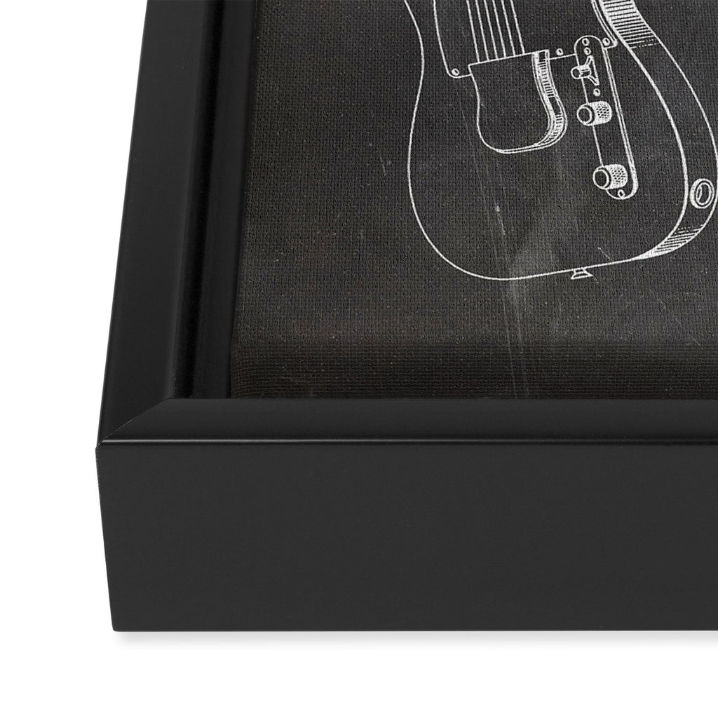 Electric Guitar Patent - Guitar Player Art - Black Chalkboard Framed Canvas Print Gallery Image 3