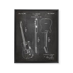 Electric Guitar Patent - Guitar Player Art - Black Chalkboard Framed Canvas Print Gallery Image 8