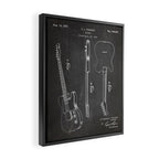 Electric Guitar Patent - Guitar Player Art - Black Chalkboard Framed Canvas Print Gallery Image 2