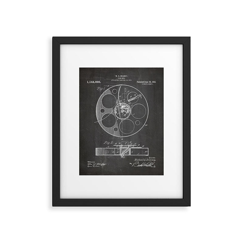 Film Reel Patent - Classic Cinema Art - Black Chalkboard Framed Art Print Gallery Image 4