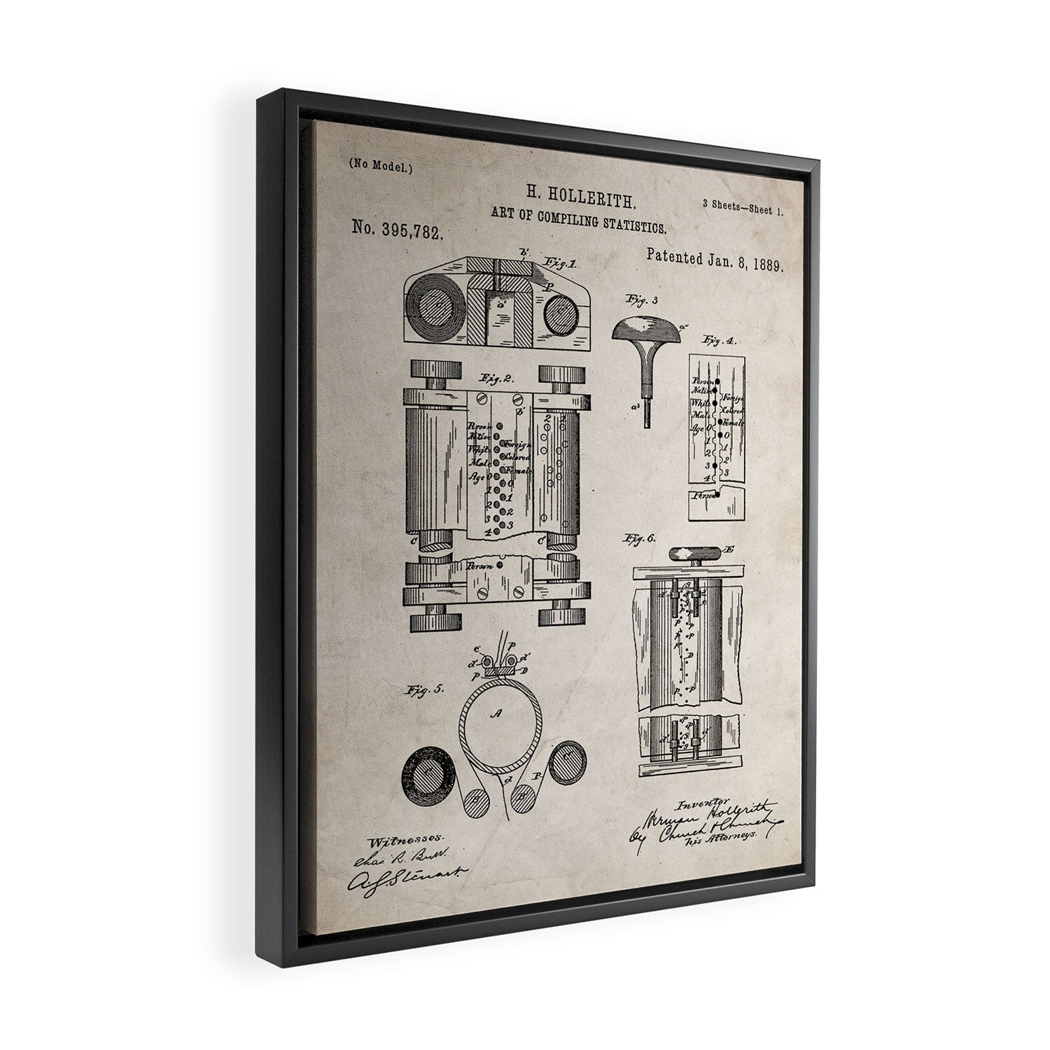 First Computer Patent - Technology Art - Antique Framed Canvas Print Gallery Image 2