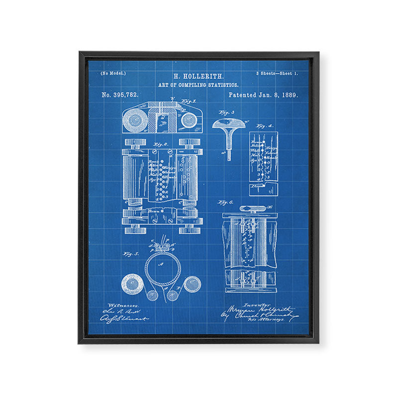 First Computer Patent - Technology Art - Blueprint Framed Canvas Print Gallery Image 8