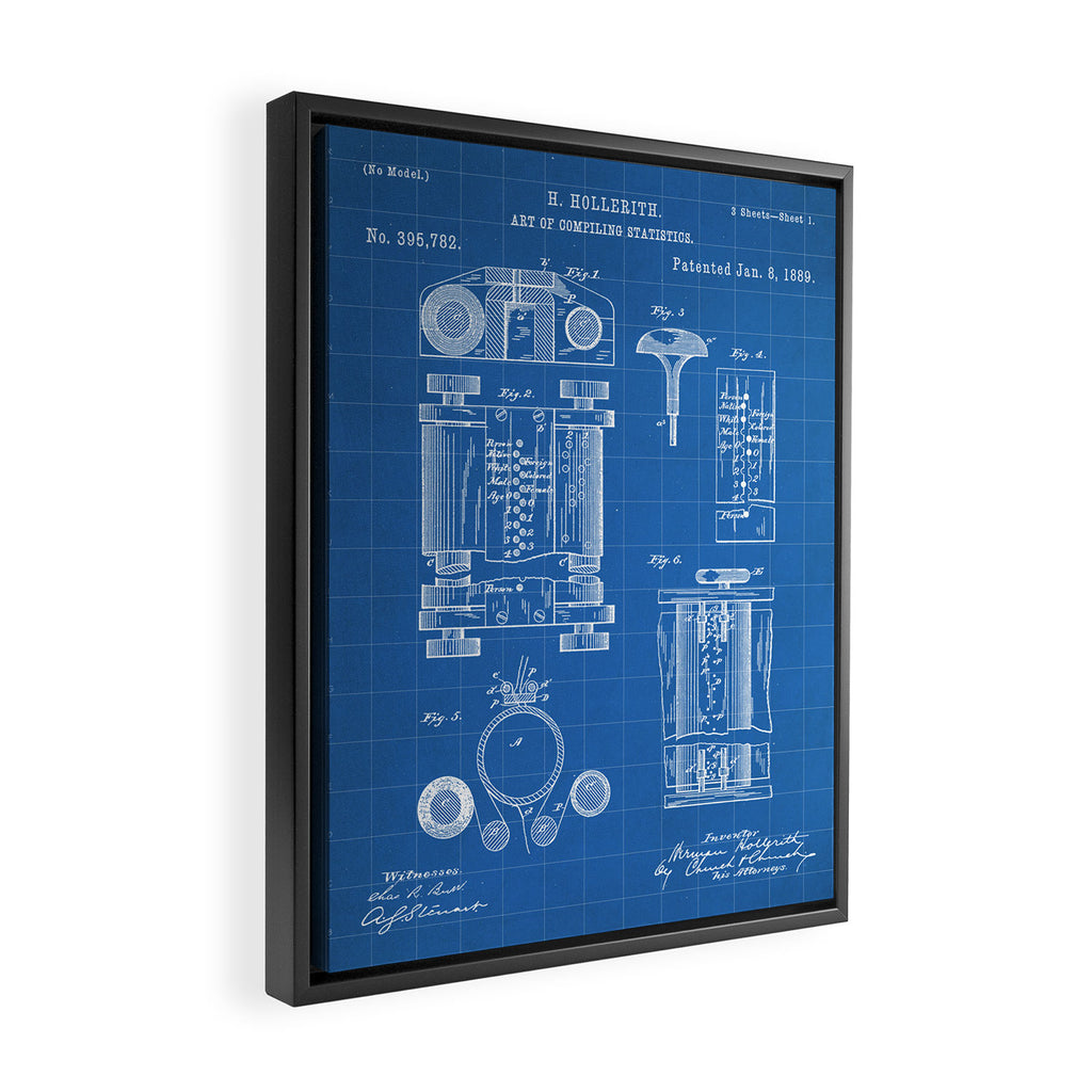 First Computer Patent - Technology Art - Blueprint Framed Canvas Print Gallery Image 2