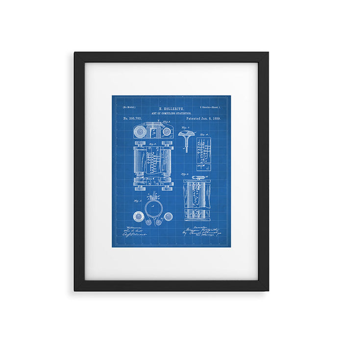 First Computer Patent - Technology Art - Blueprint Framed Art Print Gallery Image 1