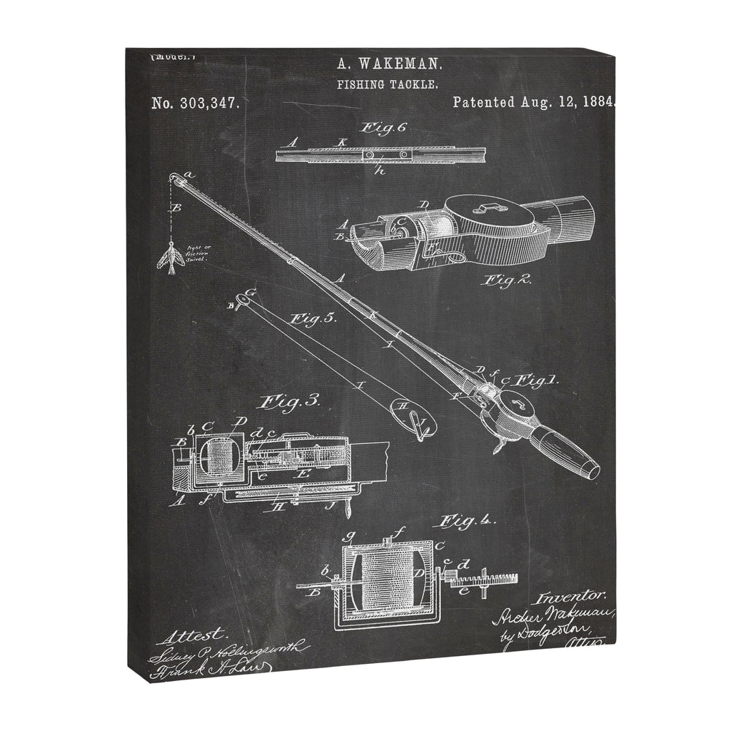 Fishing Rod Patent - Fishing Art - Black Chalkboard Canvas Print Gallery Image 8