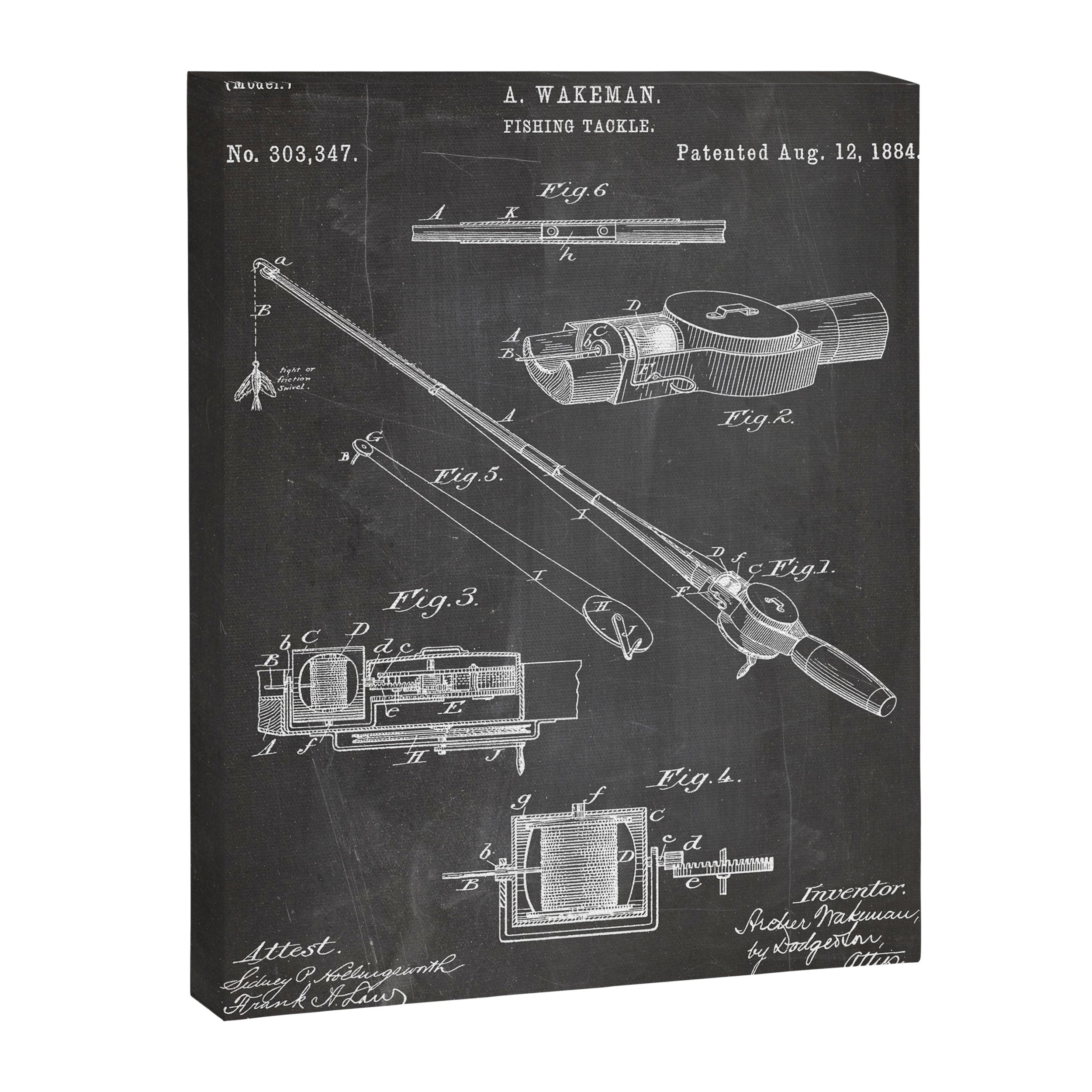 Fishing Rod Patent - Fishing Art - Black Chalkboard Canvas Print Gallery Image 8