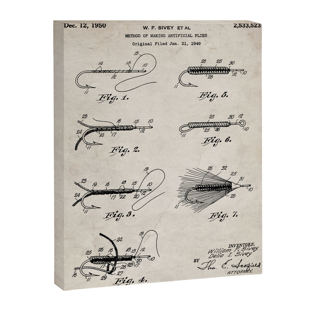 Fly Fishing Patent - Fisherman Art - Antique Canvas Print Gallery Image 8