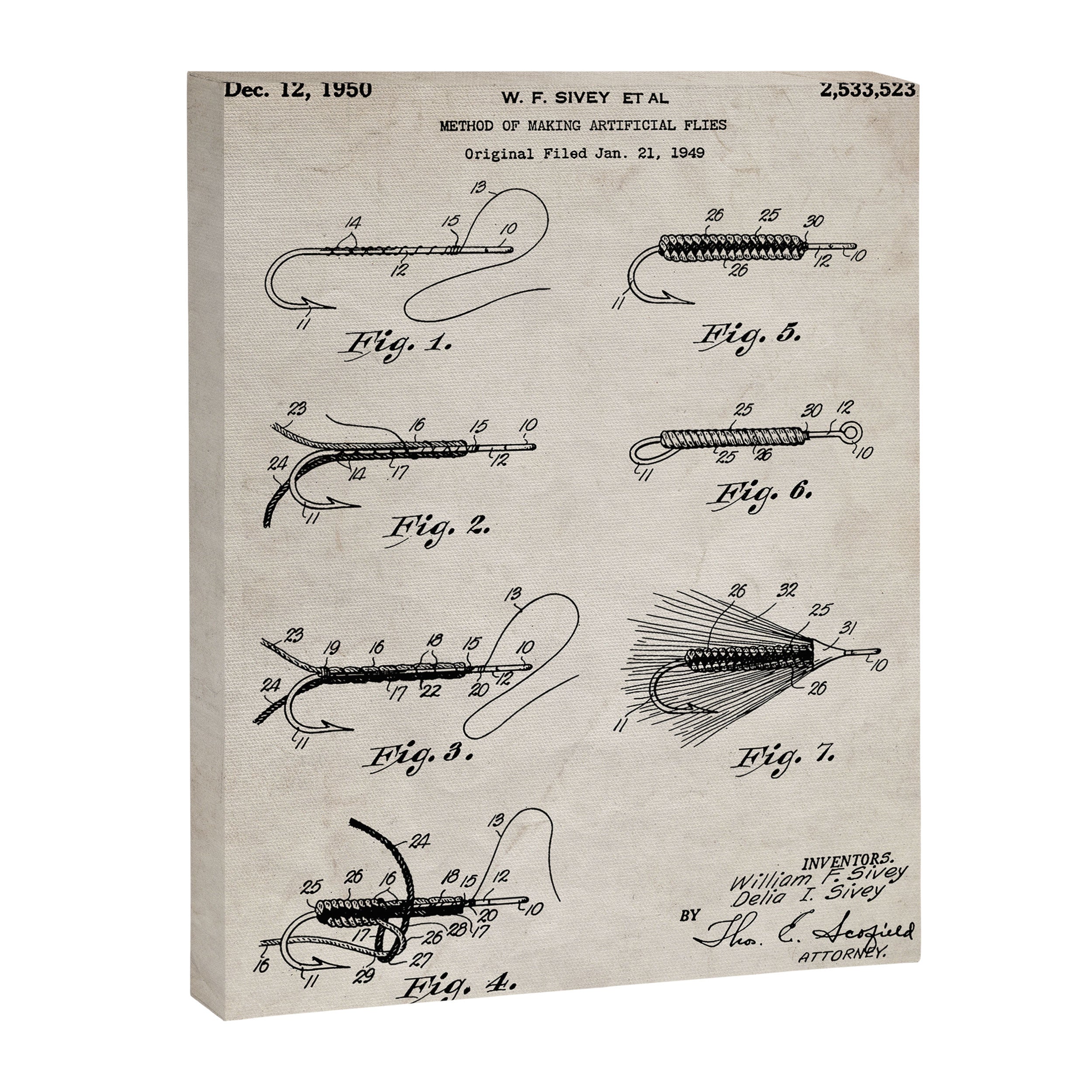 Fly Fishing Patent - Fisherman Art - Antique Canvas Print Gallery Image 8